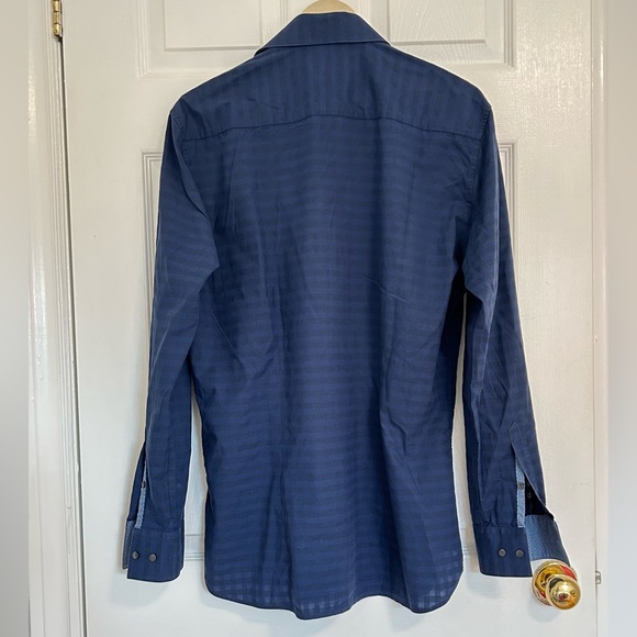 Ted Baker Endurance Mens Blue Long-Sleeved Lightweight Shirt Size 16 Checkered - Picture 2 of 7